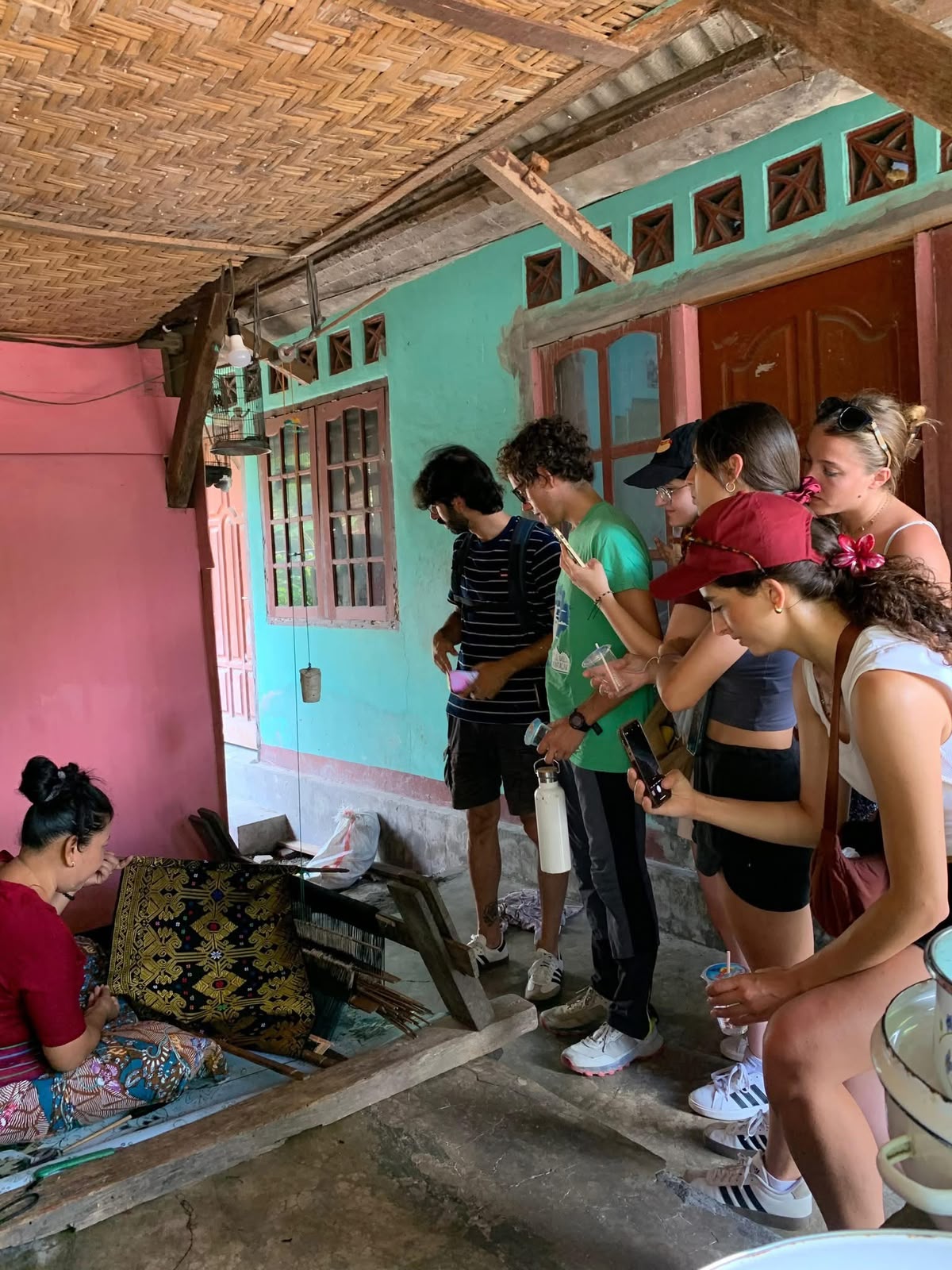 Foreign tourist visit to one of the art shops in Sukarara village
