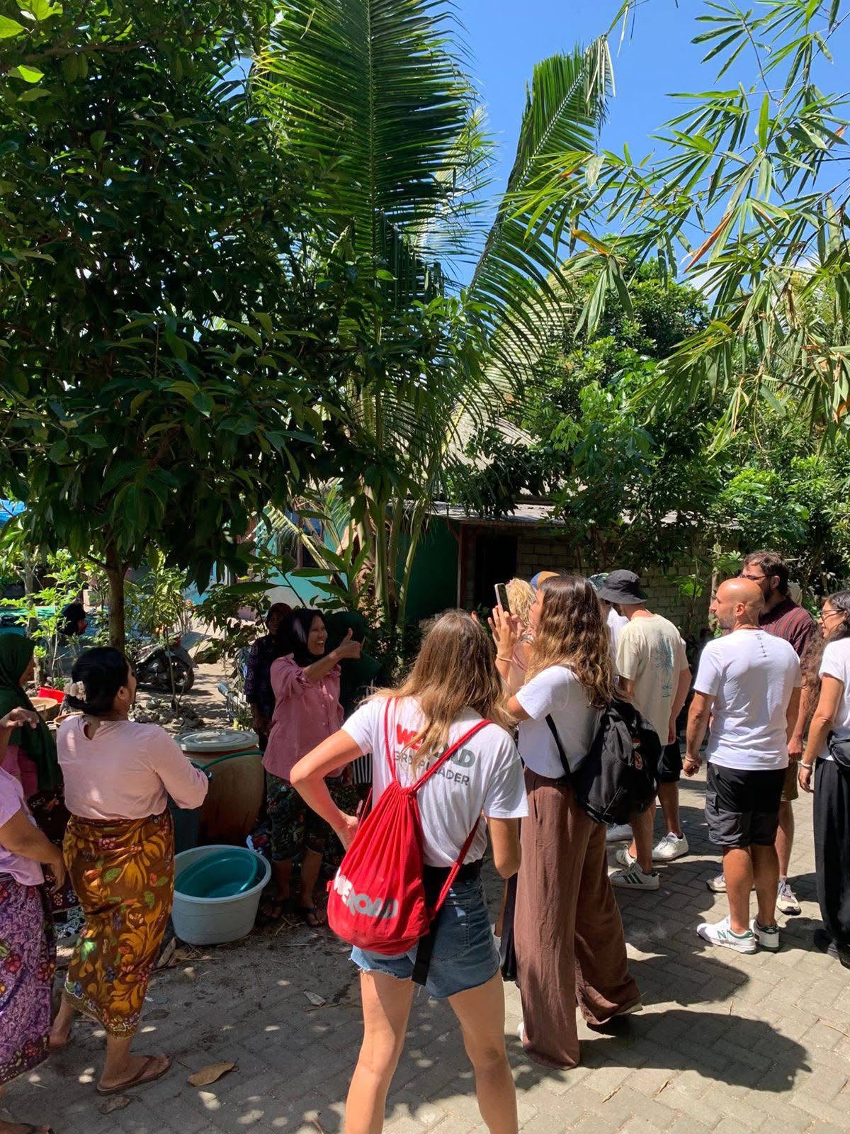 Foreign tourist visit to one of the art shops in Sukarara village
