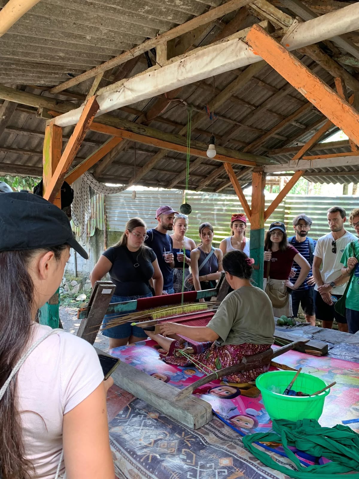 Foreign tourist visit to one of the art shops in Sukarara village
